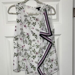 NWOT Ann Taylor Factory Floral Blouse - White, Green, and Purple